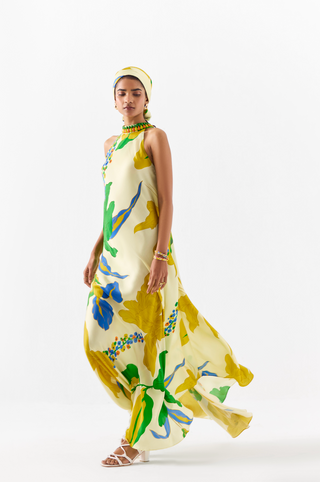 Yellow Rose Halter Dress