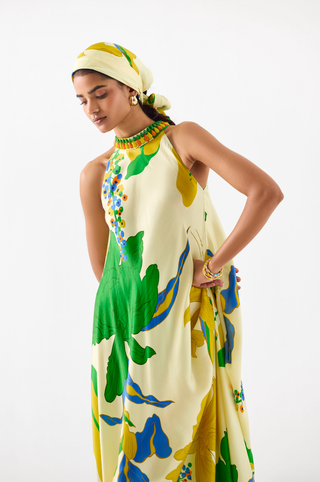 Yellow Rose Halter Dress