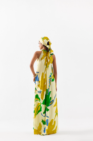 Yellow Rose Halter Dress