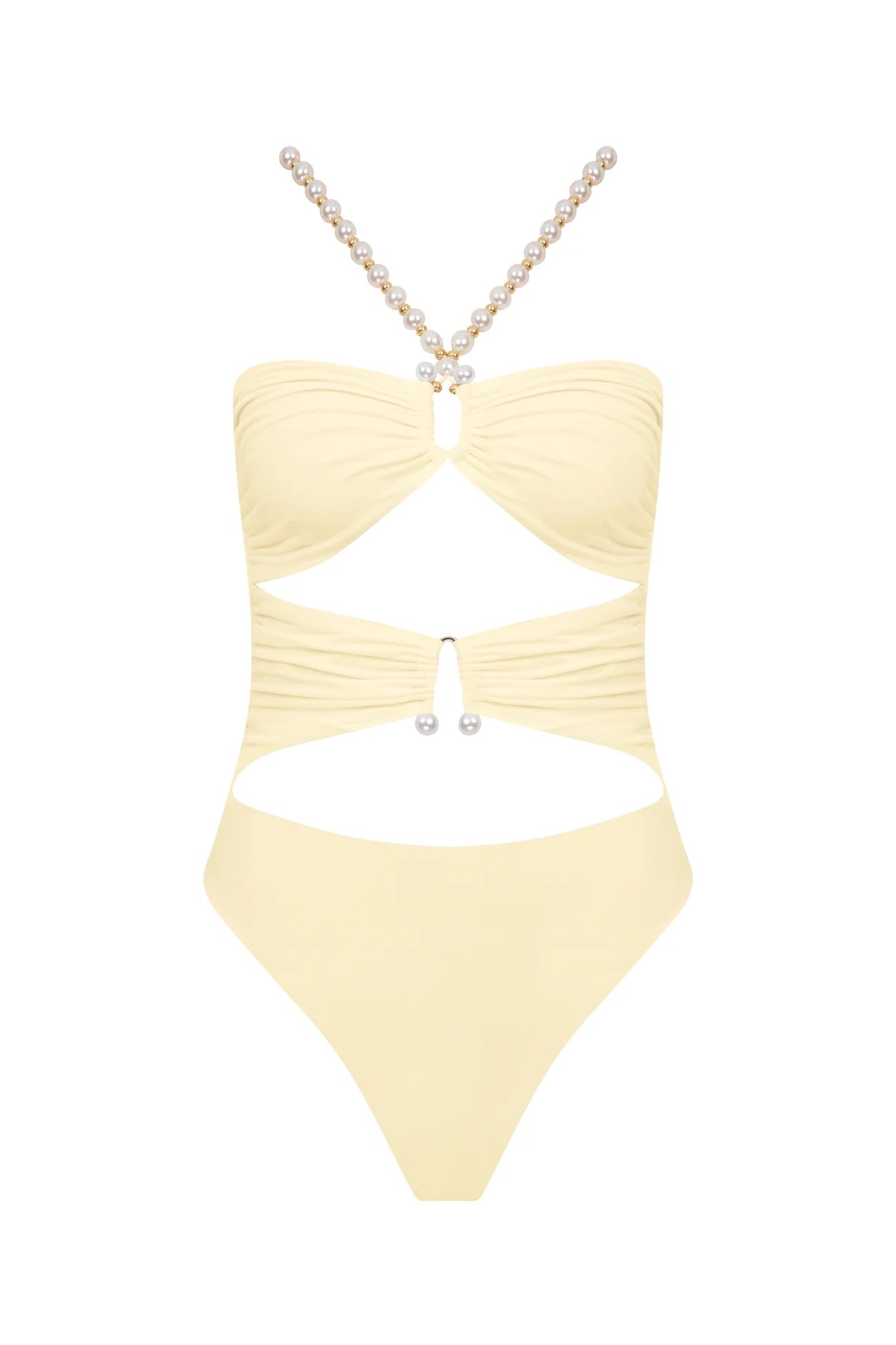 Faux-pearl Embellished Draped One-piece