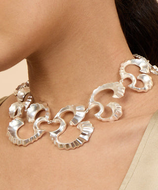 Bold Coral Silver Statement choker