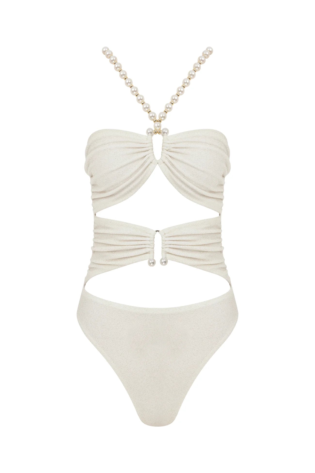 Faux-pearl Embellished Draped One-piece