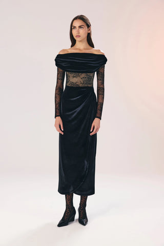 Kate lace cut-out maxi velvet dress