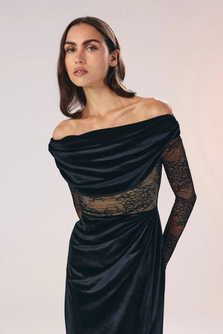 Kate lace cut-out maxi velvet dress