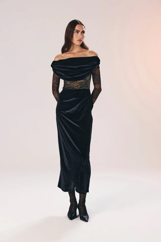 Kate lace cut-out maxi velvet dress