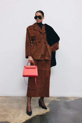 Madeliene suede maxi skirt