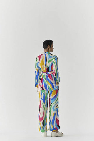 Brush Stroke Blazer Shirt & Trousers Co-Ord