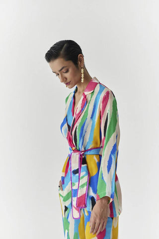 Brush Stroke Blazer Shirt & Trousers Co-Ord