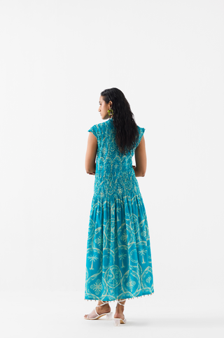 Coconut Palm Ruching Dress