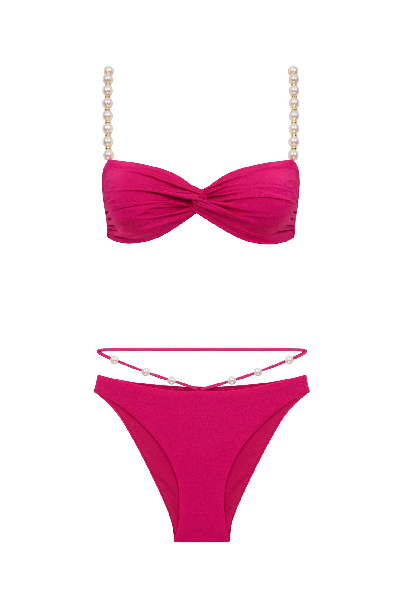 Faux-pearl Embellished Twist-front Bikini