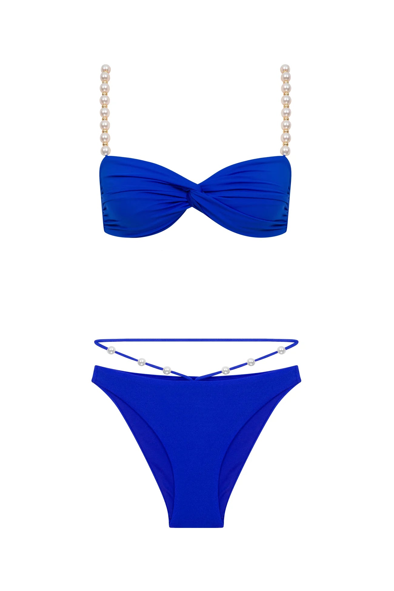 Faux-pearl Embellished Twist-front Bikini