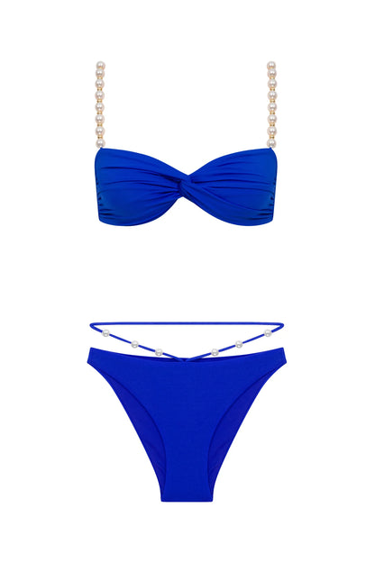 Faux-pearl Embellished Twist-front Bikini