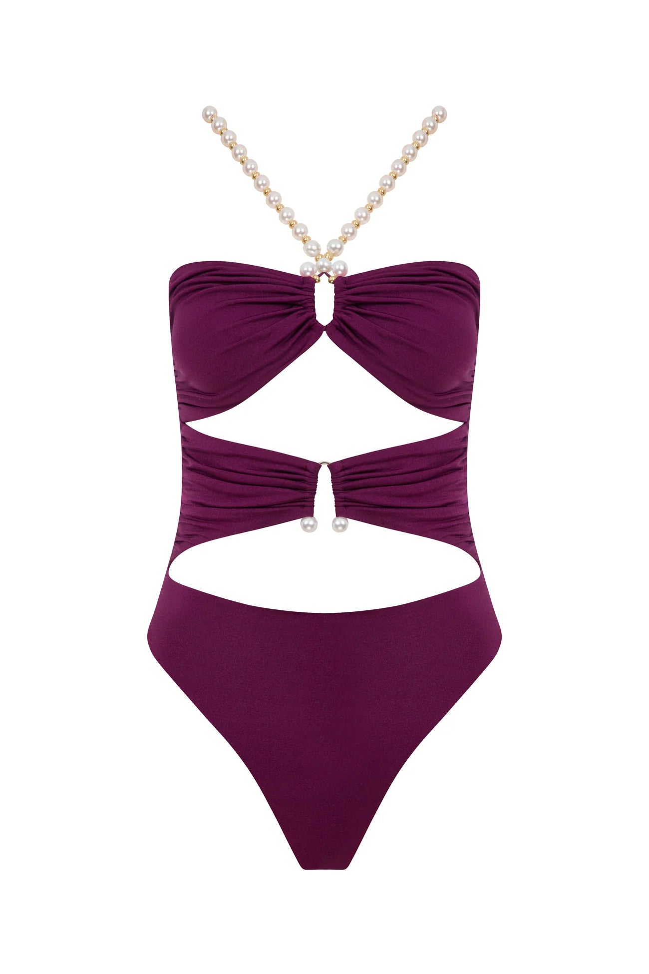 Faux-pearl Embellished Draped One-piece
