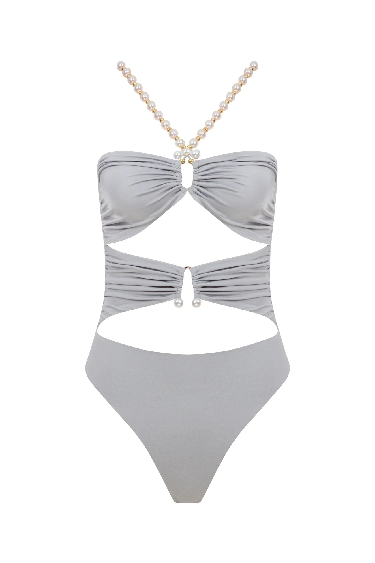 Faux-pearl Embellished Draped One-piece