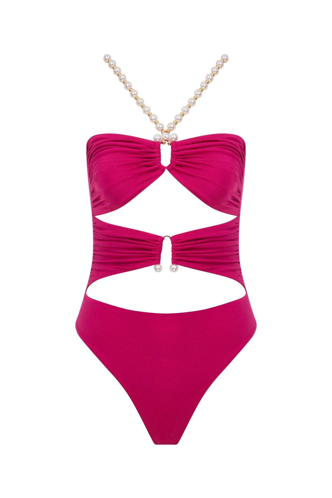 Faux-pearl Embellished Draped One-piece