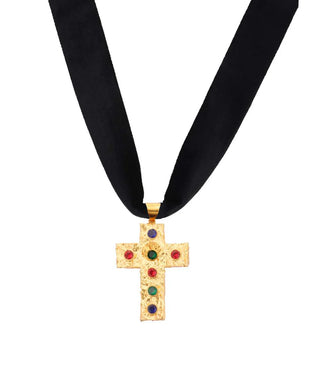 Mob Wife Studded Cross Choker