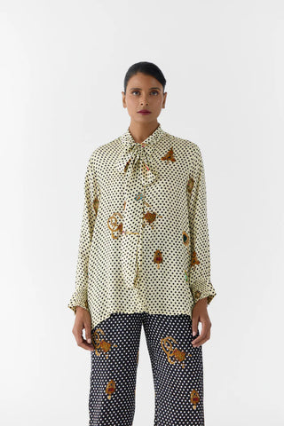 Pearl Polka Dot Knot Shirt & Onyx Polka Pants